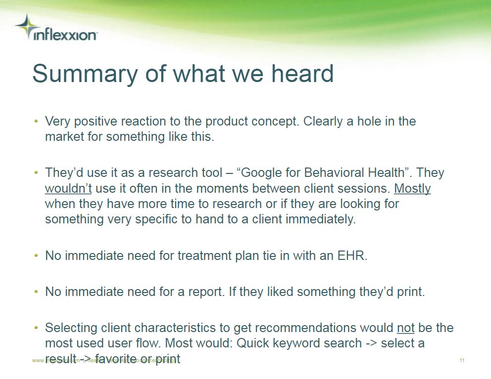 Initial user findings from contextual interviews